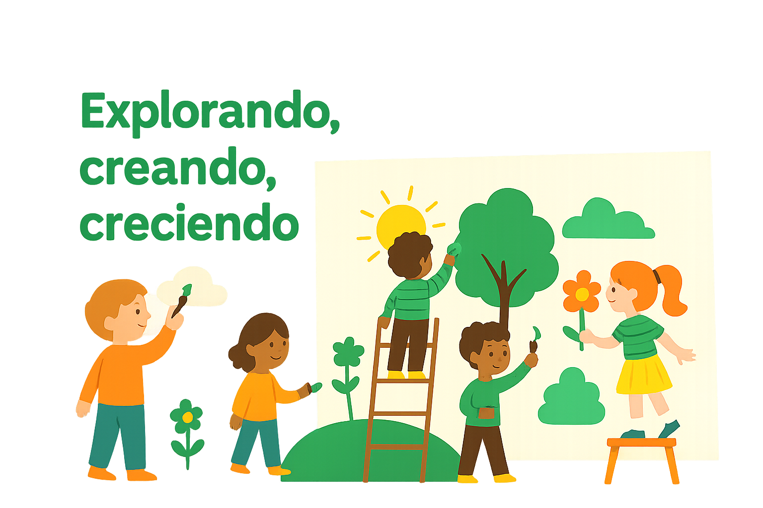 Ilustración de estudiantes felices